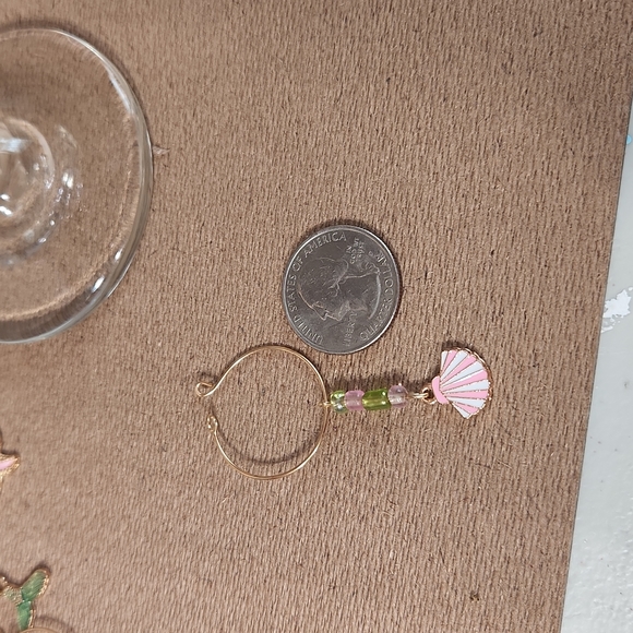 5/$25🌴Handmade Mermaid Vibes Wine Charms Set of 6 - Picture 8 of 8